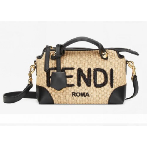 FENDI Bolso de paja trenzada F1578 Negro