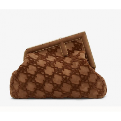 Bolso FENDI FIRST MEDIUM de ante 8BP127A Marrón