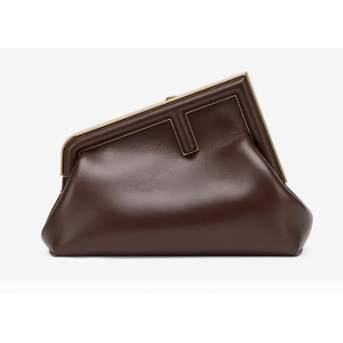 FENDI FIRST SMALL Bolso de piel marrón oscuro 8BP129A