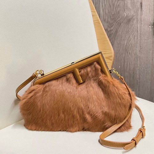 Bolso de visón FENDI FIRST SMALL 8BP129A marrón