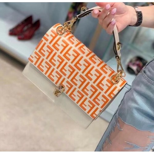 FENDI Kan I Bandolera de piel 8BT283A Naranja