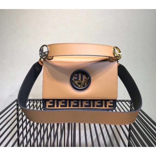 Bolso de hombro de cuero FENDI Kan I 8BT284 Albaricoque y marrón