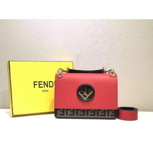 FENDI Kan I Bolso de hombro de cuero 8BT284 rojo