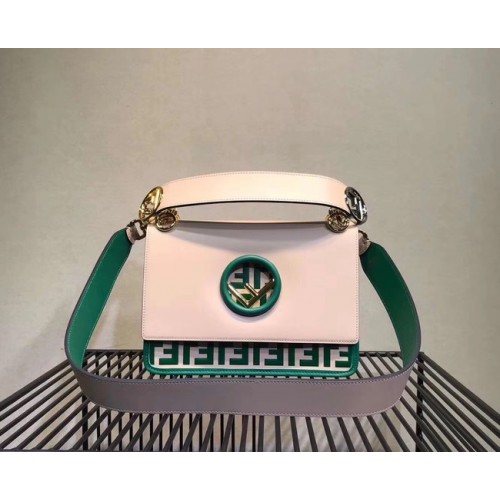 FENDI Kan I Leather Shoulder Bag 8BT284 blanco y verde