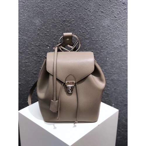 FENDI BACKPACK mochila de cuero gris 8BZ043A