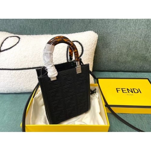 FENDI MINI SUNSHINE SHOPPER FF minibolso de tela 8BS051AG negro