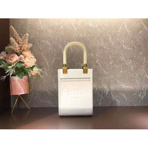 FENDI MINI SUNSHINE SHOPPER minibolso de cuero 8BS051ABV beige