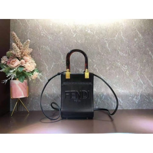 FENDI MINI SUNSHINE SHOPPER minibolso de cuero 8BS051ABV negro