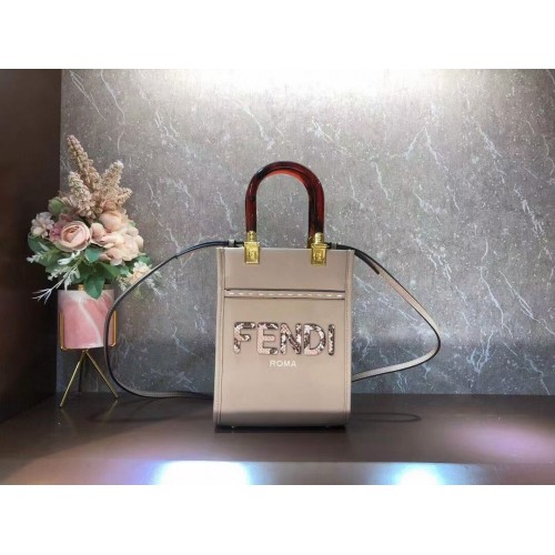 FENDI MINI SUNSHINE SHOPPER minibolso de cuero 8BS051ABV gris