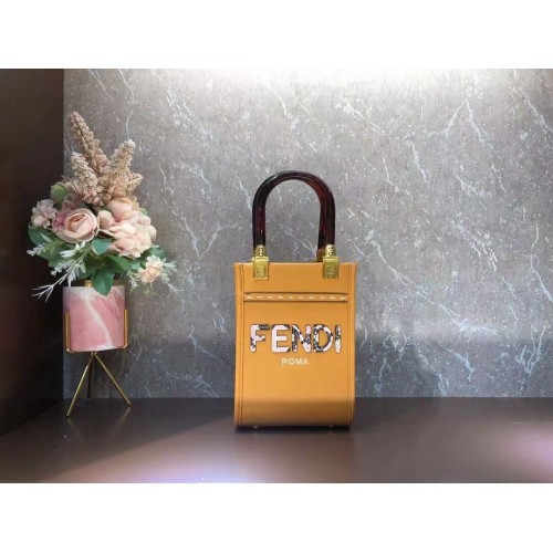 FENDI MINI SUNSHINE SHOPPER minibolso de cuero 8BS051ABV naranja