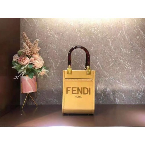 FENDI MINI SUNSHINE SHOPPER minibolso de cuero 8BS051ABV amarillo