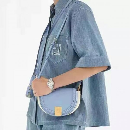 Bolso de piel FENDI MOONLIGHT 8BT346A azul claro