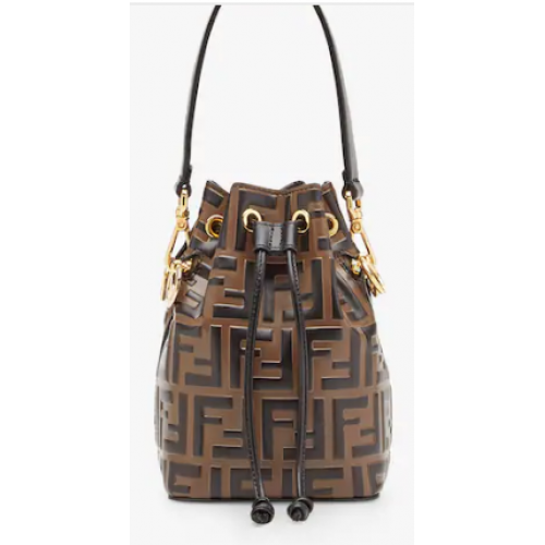 FENDI Mon Tresor minibolso de piel 8BS010 negro y marrón