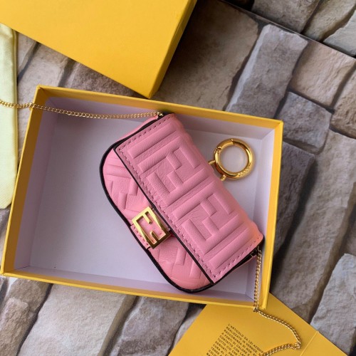 FENDI NANO BAGUETTE CHARM napa 7AR844 Rosa