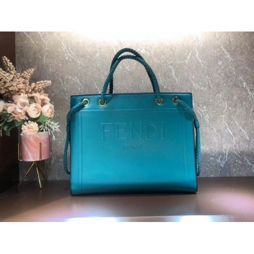 FENDI PACK MEDIUM SHOPPING BAG bolso de cuero F1508 azul