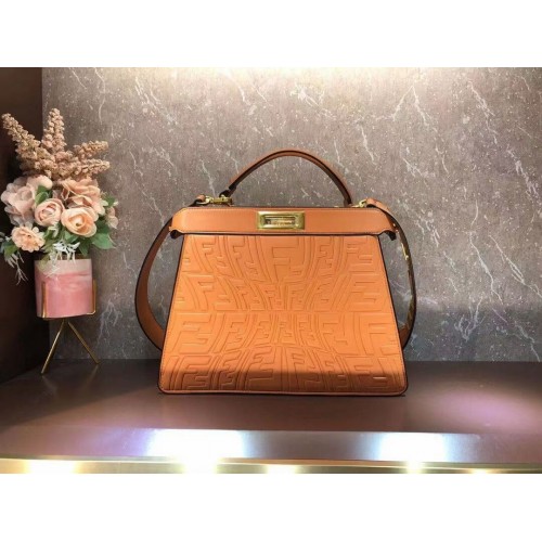 FENDI PEEKABOO ICONIC ESSENTIALLY bolso de cuero F1519 naranja