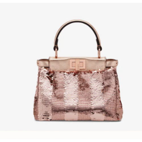 FENDI PEEKABOO ICONIC MINI Bolso de cuentas F1359 oro rosa