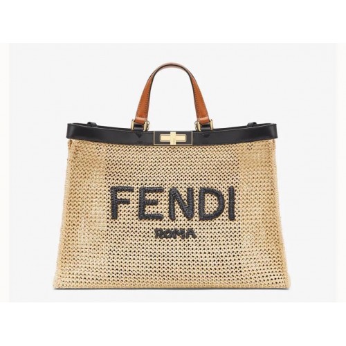 Bolso de cuero FENDI PEEKABOO ICONIC 8BN245 Beige