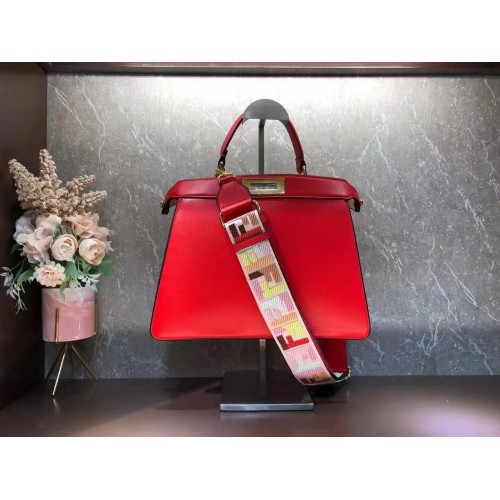FENDI PEEKABOO ISEEU MEDIUM bolso de cuero 8BN321A6 rojo