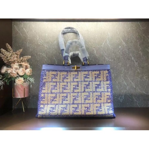 Bolso de rafia FENDI PEEKABOO X-TOTE FF 8BH374A Lavanda