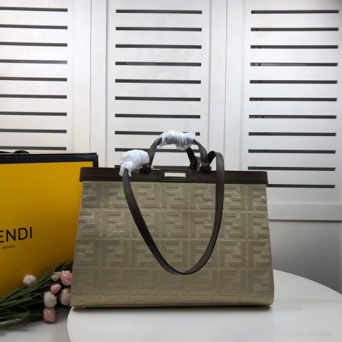 FENDI PEEKABOO X-TOTE bolso de lona 8BH374A beige
