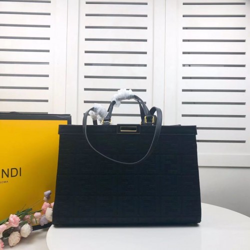 FENDI PEEKABOO X-TOTE bolso de lona 8BH374A negro