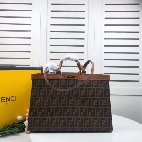 FENDI PEEKABOO X-TOTE bolso de lona 8BH374A marrón