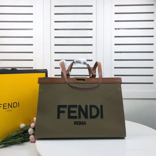 FENDI PEEKABOO X-TOTE bolso de lona 8BH374B verde