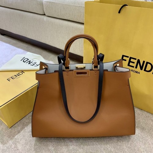 FENDI PEEKABOO X-TOTE bolso de cuero F1527 marrón