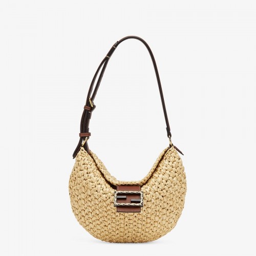 FENDI SMALL CROISSANT Bolsa de paja tejida 8BR790AFG