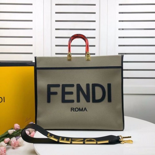 FENDI SUNSHINE LARGE Bolso shopper franela verde 8BH372
