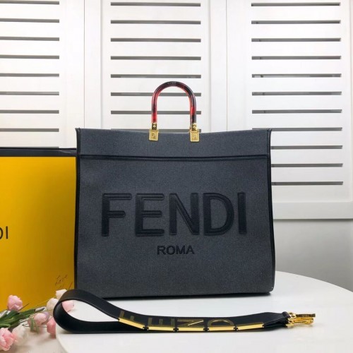 FENDI SUNSHINE LARGE Bolso shopper franela gris 8BH372