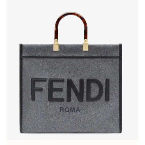 FENDI SUNSHINE LARGE bolso shopper franela 8BH371 gris