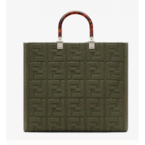 FENDI SUNSHINE MEDIUM FF tejido shopper 8BH386A verde