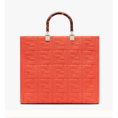 FENDI SUNSHINE MEDIUM FF tejido shopper 8BH386A rojo