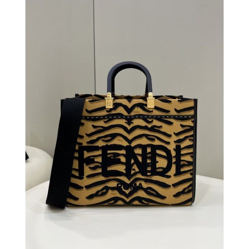 FENDI SUNSHINE MEDIUM FF tejido shopper 8BM127 marrón