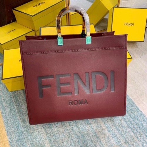 FENDI SUNSHINE bolso shopper grande de piel burdeos 8BH387A