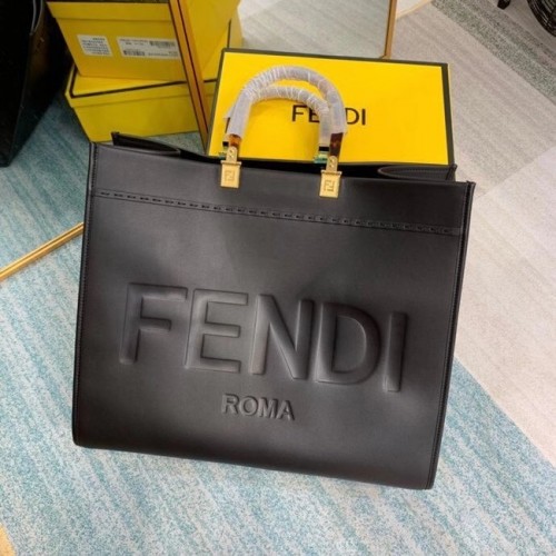 FENDI SUNSHINE bolso shopper grande de piel negra 8BH387A
