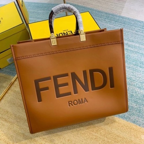 FENDI SUNSHINE bolso shopper grande de piel marrón 8BH387A