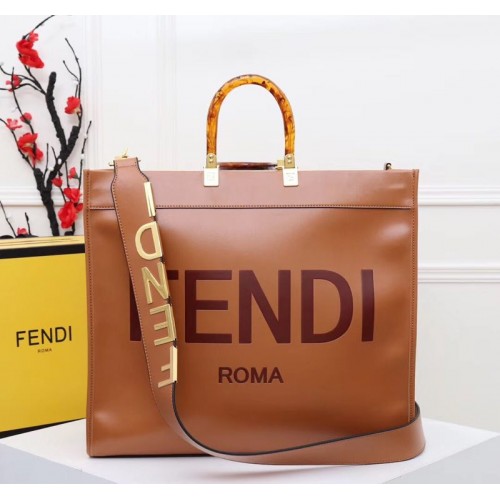 FENDI Bolso shopper de piel F6398 Marrón
