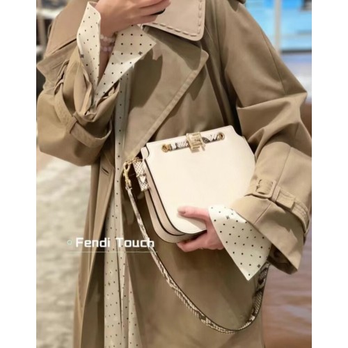 Bolso de cuero FENDI TOUCH 8BT349AH blanco