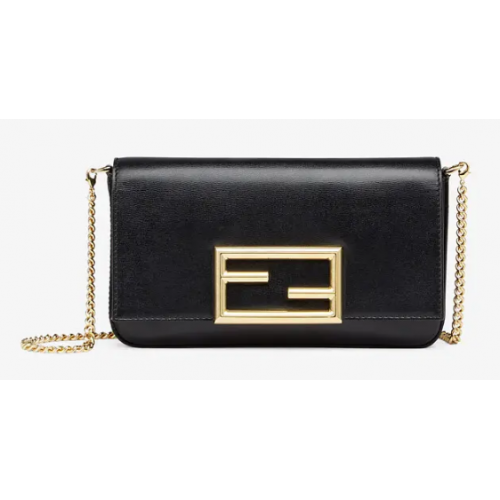 FENDI WALLET ON CHAIN CON POUCHES minibolso de cuero 8BS032 negro