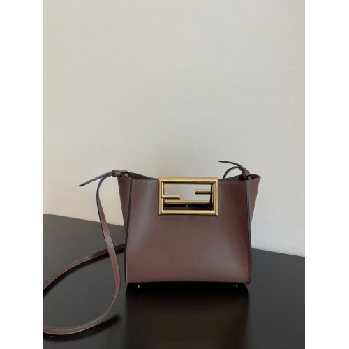 FENDI WAY bolso pequeño de piel 5FB6846 Marrón oscuro