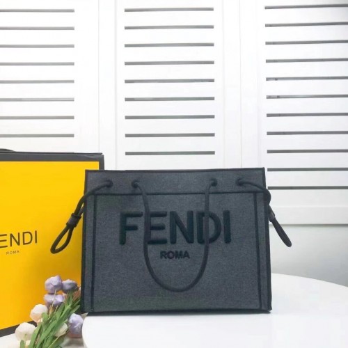 Bolsa de lona FENDI F6501 gris oscuro