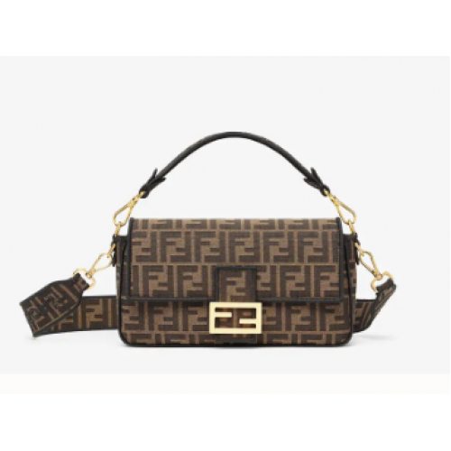 Fendi BAGUETTE Bolso de tela marrón 8BR600A6