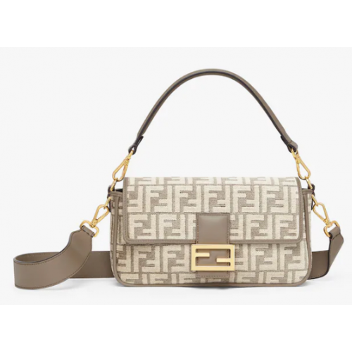 Fendi Baguette Dove grey FF bolso de tela tapiz 8BS010A
