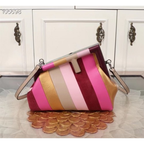 Fendi First Medium Bolso de piel con incrustación multicolor 8BP127A multicolor