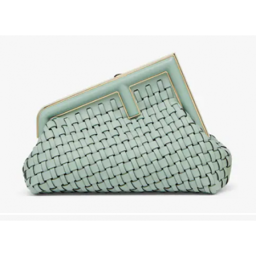 Fendi First Small Bolso entrelazado de cuero verde menta 8BP129A verde