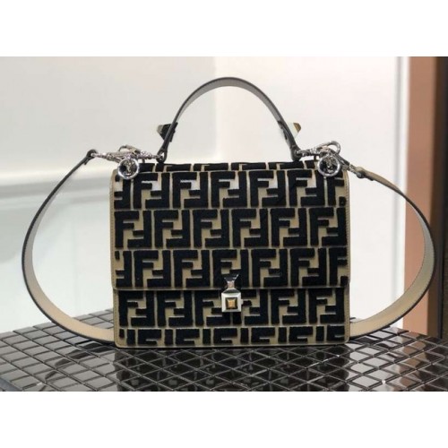 Fendi KAN I Bolso de tela multicolor 8BT283A negro&Caqui