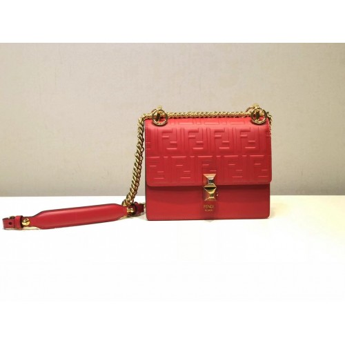 Fendi KAN I SMALL Minibolso de tela multicolor 8BT0381 rojo